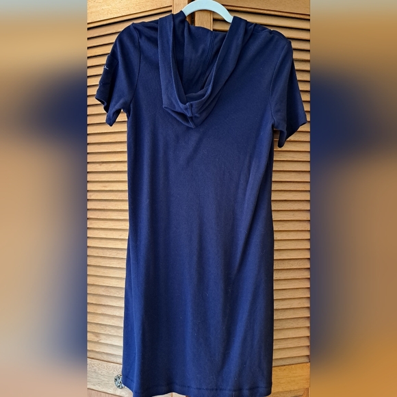 Lauren Ralph Lauren Navy Blue Short Sleeve Hooded Dress Size M Petite - Picture 2 of 5
